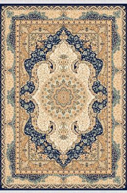 Kunstteppich Teppich Orientteppich Klassisch Vintage Kurzflor Blau Beige