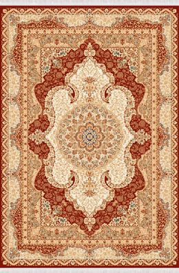 Orientalisch Teppich Kurzflor Kunstfaserteppich Wohnzimmer Rot Beige 150X233