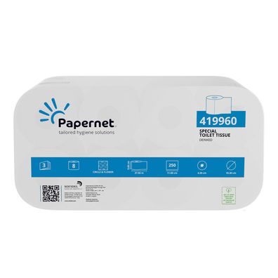 8x Papernet Toilettenpapier 419960, 3-lagig | Packung (8 Rollen)