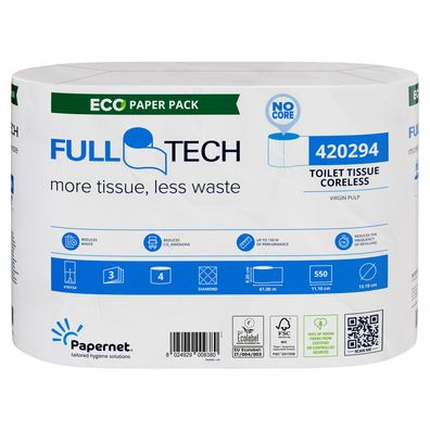 9x Papernet Toilettenpapier 420294 mit Full Tech Technologie, 3-lagig | Packung (4 St