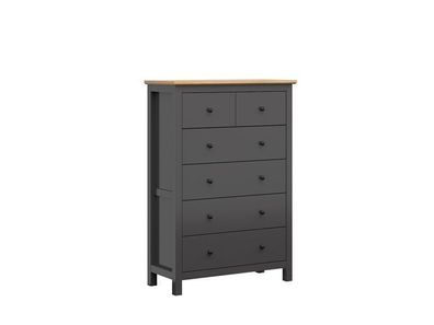 Kommode mit Schubladen Hesen - Schubladenschrank - Sideboard - Graphit + Eiche Dekor