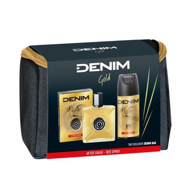 DENIM Gold Geschenkset for Men After Shave 100 ml + Deo 150ml + Bag