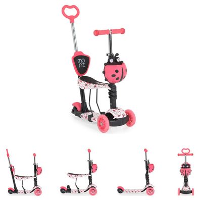 B-Ware Moni Kinderroller Lollipop 3 in 1 Schiebestange, Sitz PU-Vorderräder rot