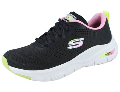 Skechers Arch fit Infinity Cool Damen Sneaker Schnürschuhe schwarz vegan