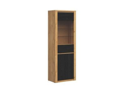 BLACK RED WHITE Vitrinenschrank Walton | Standvitrine | 42 x 68 x 198,5 cm, Braun