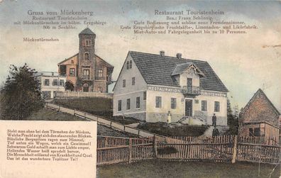 AK Mückenberg böhm. Erzg. Restaurant Touristenheim 1928