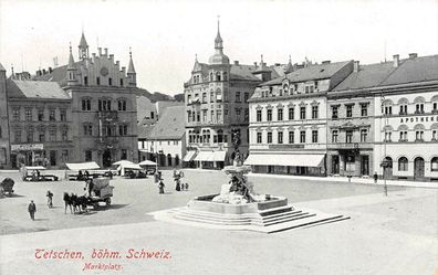 AK Tetschen böhm. Schweiz Marktplatz