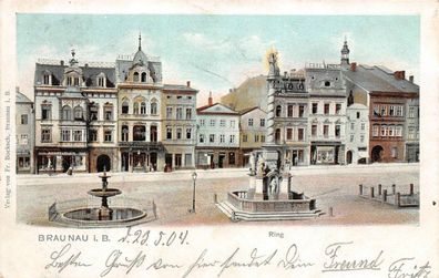 Braunau Böhmen Ring Markt Postkarte 1904