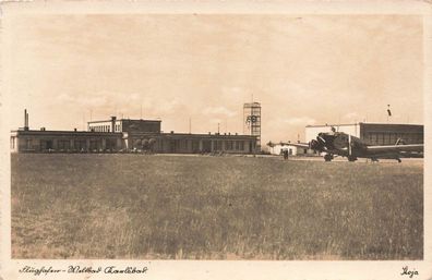 Flughafen-Weltbad Karlsbad Böhmen Postkarte AK