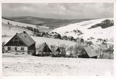 Gasthaus zum Morgenröte in Moldau Erzgebirge Böhmen Postkarte AK 1942