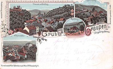 Gruss aus Graupen i/Erzgebirge Böhmen (Krupka) Rosenburg Postkarte AK 1899