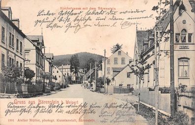 Gruss aus Bärenstein b. Weipert (Vejprty) Kirchstrasse Postkarte AK 1905