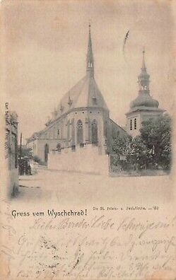 Gruss vom Wyschehrad Die St. Peters- u. Paul-Kirche Postkarte AK 1900