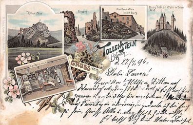 Gruss vom Tollenstein i. Böhmen (Tolštejn) Restauration Postkarte AK 1896