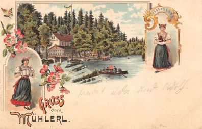 Gruss vom Mühlerl Eger Cheb Postkarte AK 1900