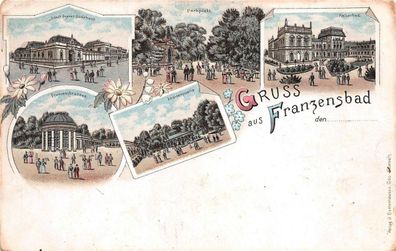 Gruß aus Franzensbad Litho Postkarte