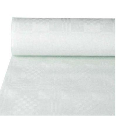 Papiertischrolle mit Damastdruck - weiß - 1 x 50 m