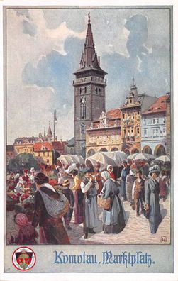 Komotau (Chomutov) Marktplatz Postkarte AK