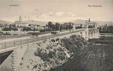 Neue Elbbrücke in Leitmeritz Litomerice Böhmen Postkarte AK 1916