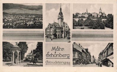 Panoramakarte Mährisch Schönberg Šumperk Ostsudetengau Mähren Postkarte AK