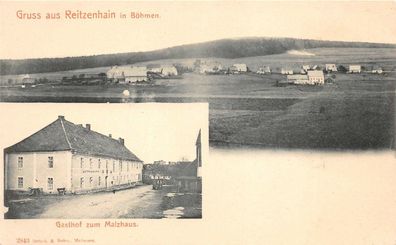 Reitzenhain Böhmen Gasthof zum Malzhaus Postkarte