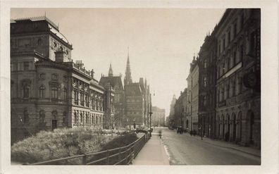 Straßenansicht Blick zum Rathaus Reichenberg Liberec Böhmen Postkarte AK 1939