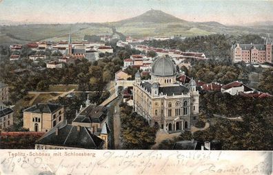 Teplitz-Schönau mit Schlossberg Synagoge Postkarte AK 1907