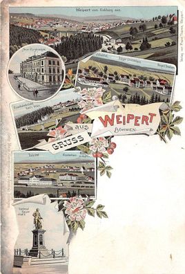 Weipert Vejprty Böhmen Litho Gruss Postkarte 1889