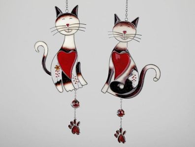 680594 Hänger Katze 38cm Tiffany-Art aus transparentem Kunststoff