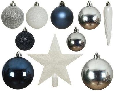 33 x Christbaumschmuck 8cm Kugeln Glanz matt Glitter Mix 023480 Sortiert