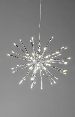 633729 Formano Lampe Kugel Silber 30cm mit 80 warm weißen LEDs