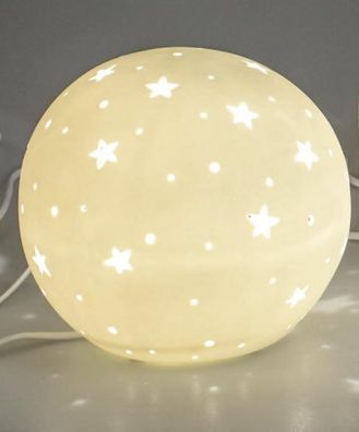 658647 Lampe Kugel Stern Design 25cm Weiss Porzellan NEU