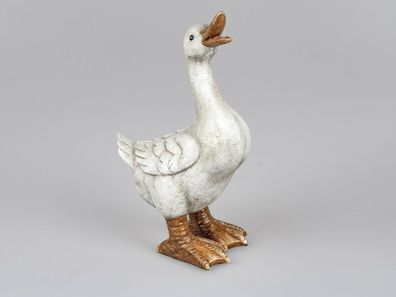 716422 Ente naturfarben 38cm aus Kunststein gefertigt und handbemalt (Gr. 38 cm)