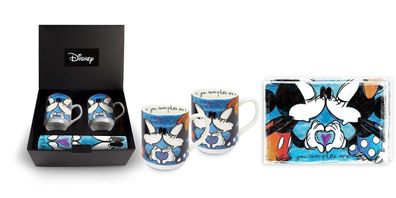 81318 4tlg. Set Tasse / Becher you complete me Kunststoff Porzellan blau