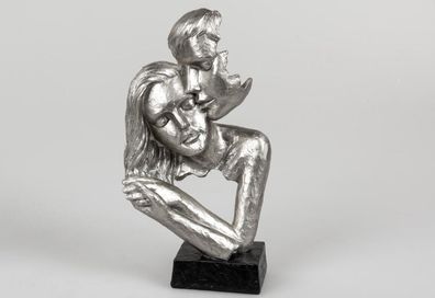 716101 Büste Paar Silber auf schwarzem Sockel 15 x 30cm kunsthandwerkliche Deko