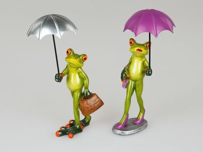 717252 Frosch mit Schirm 16cm aus Kunststein gefertigt