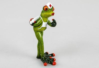 717504 Deko-Figur Frosch hellgrün als Krankenschwester 17cm aus Kunststein