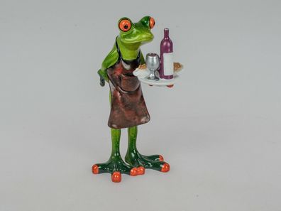 772190 Frosch Kellner hellgrün 13cm aus Kunststein mit witzigen Details 1 Stück