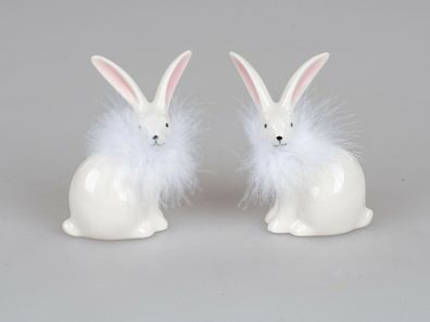 705921 Hase 10x12cm klassisches Design aus Weiss-glasiertem Porzellan