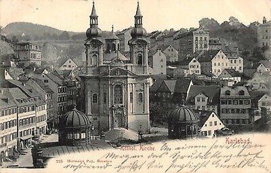 AK Karlsbad Karlovy Vary Kathol. Kirche 1903