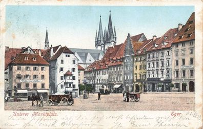 Ansicht Unterer Marktplatz in Eger Böhmen Postkarte AK 1903