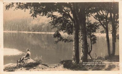 Ansicht Schwarzer See im Böhmerwalde Böhmen Postkarte AK 1927