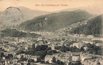 Blick vom Quaderberg auf Tetschen Böhmen Postkarte AK 1912