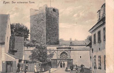 Eger Der schwarze Turm Postkarte AK