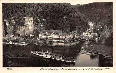 Elbsandsteingebirge Herrnskretschen a. Elbe Herrenhaus Dampfer Böhmen AK 1940