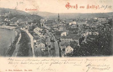 Gruss aus Aussig (Ústí nad Labem) Totalansicht Postkarte 1901