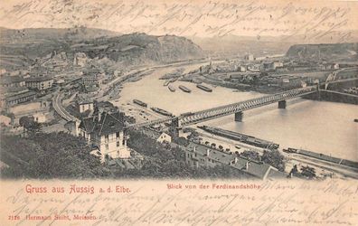 Gruss aus Aussig a. d. Elbe Blick von der Ferdinandshöhe Postkarte AK