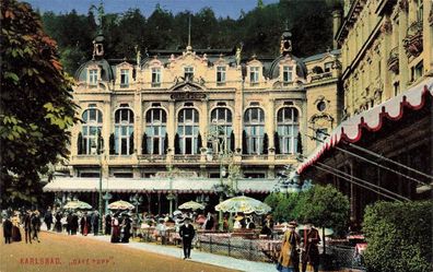 Gruss aus Karlsbad (Karlovy Vary) "Café Pupp" Postkarte AK