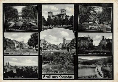 Gruß aus Komotau Rosenpark Langemarckstrasse Gesamtansicht AK 1941