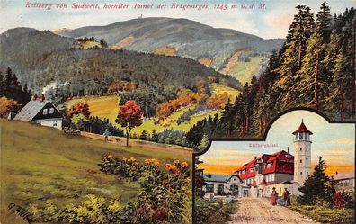 Keilberg von Südwest höchster Punkt im Erzgebirge Hotel Postkarte AK 1916